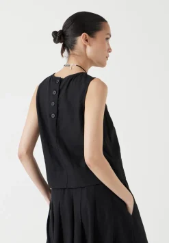 hush Tops & T-Shirts|Vera Linen Blend Shell Top Washed Black