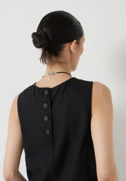 hush Tops & T-Shirts|Vera Linen Blend Shell Top Washed Black
