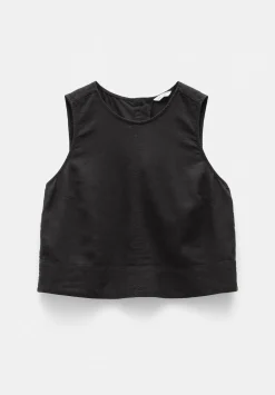 hush Tops & T-Shirts|Vera Linen Blend Shell Top Washed Black