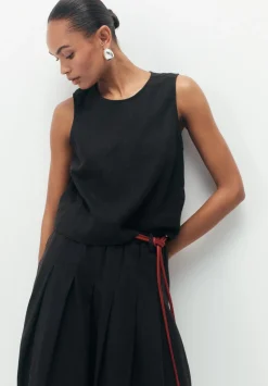 hush Tops & T-Shirts|Vera Linen Blend Shell Top Washed Black