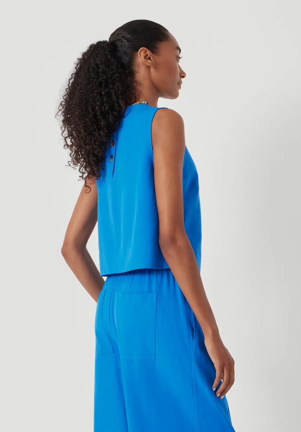 hush Tops & T-Shirts|Vera Linen Blend Shell Top Sapphire Blue