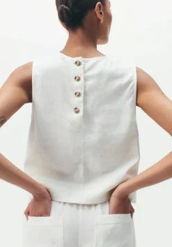 hush Tops & T-Shirts|Vera Linen Blend Shell Top Off White