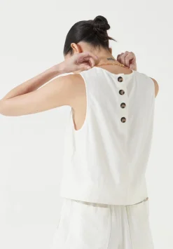 hush Tops & T-Shirts|Vera Linen Blend Shell Top Off White