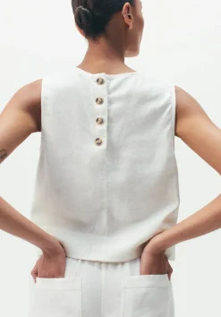 hush Tops & T-Shirts|Vera Linen Blend Shell Top Off White