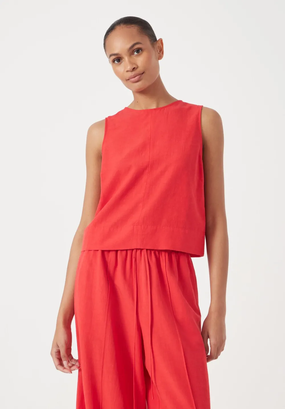 hush Tops & T-Shirts|Vera Linen Blend Shell Top True Red