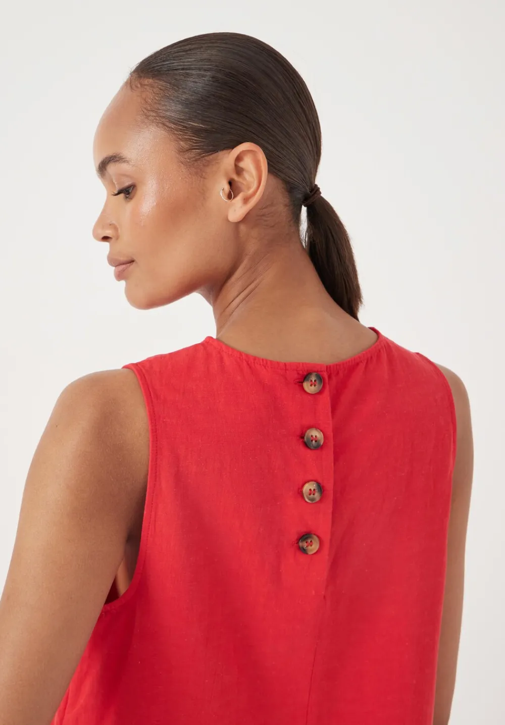 hush Tops & T-Shirts|Vera Linen Blend Shell Top True Red