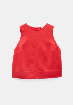 hush Tops & T-Shirts|Vera Linen Blend Shell Top True Red
