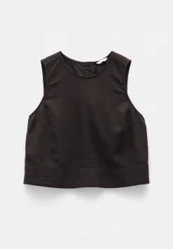 hush Tops & T-Shirts|Vera Linen Blend Shell Top Dark Brown