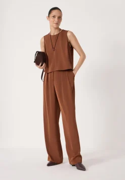 hush Tops & T-Shirts|Shirts & Blouses|Vera Satin Shell Top Toffee Brown