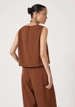 hush Tops & T-Shirts|Shirts & Blouses|Vera Satin Shell Top Toffee Brown