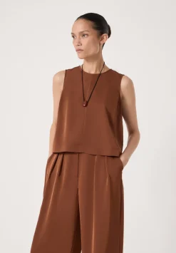 hush Tops & T-Shirts|Shirts & Blouses|Vera Satin Shell Top Toffee Brown