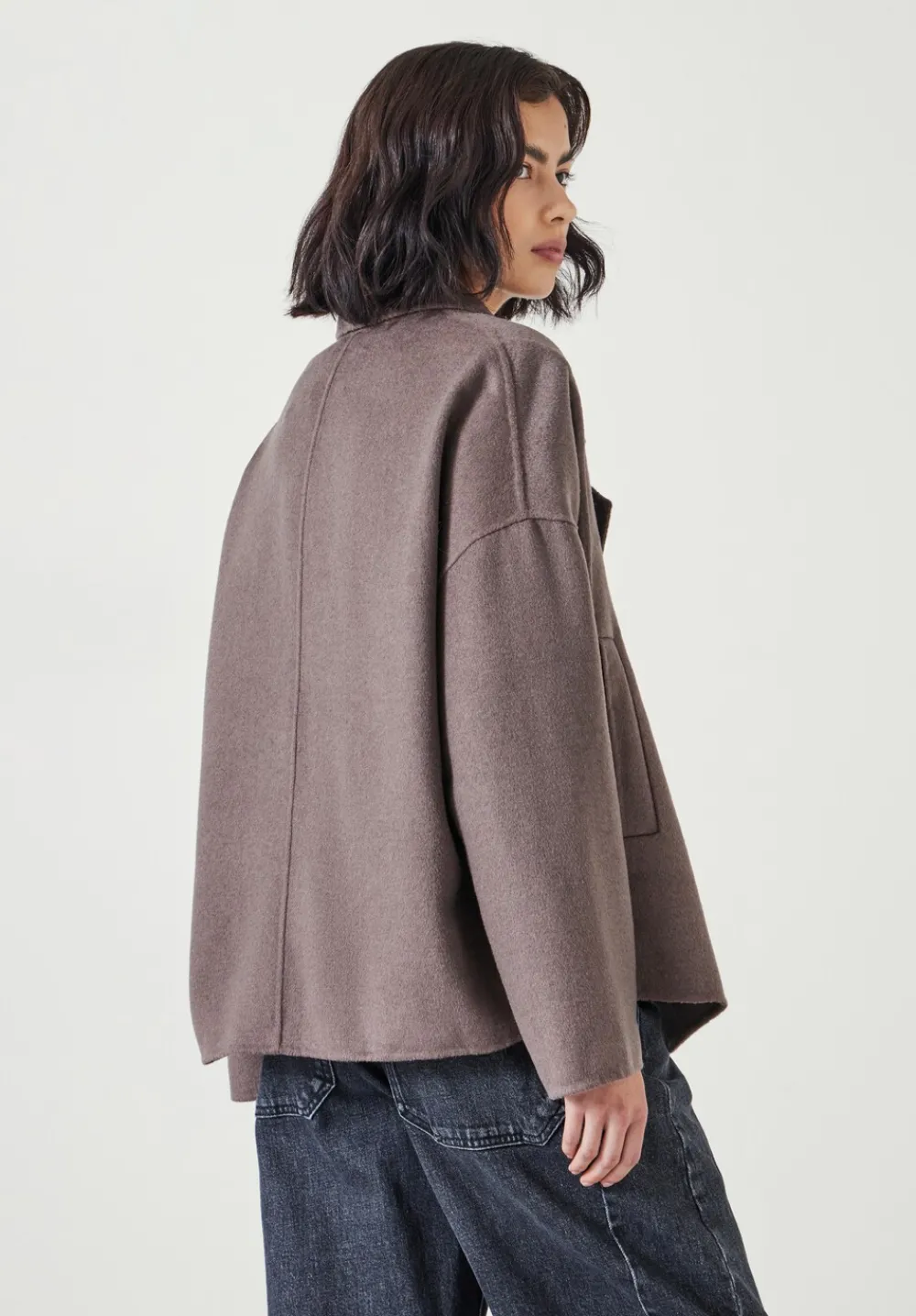 hush Jackets & Coats|Verity Double Faced Wool Blend Jacket Brown