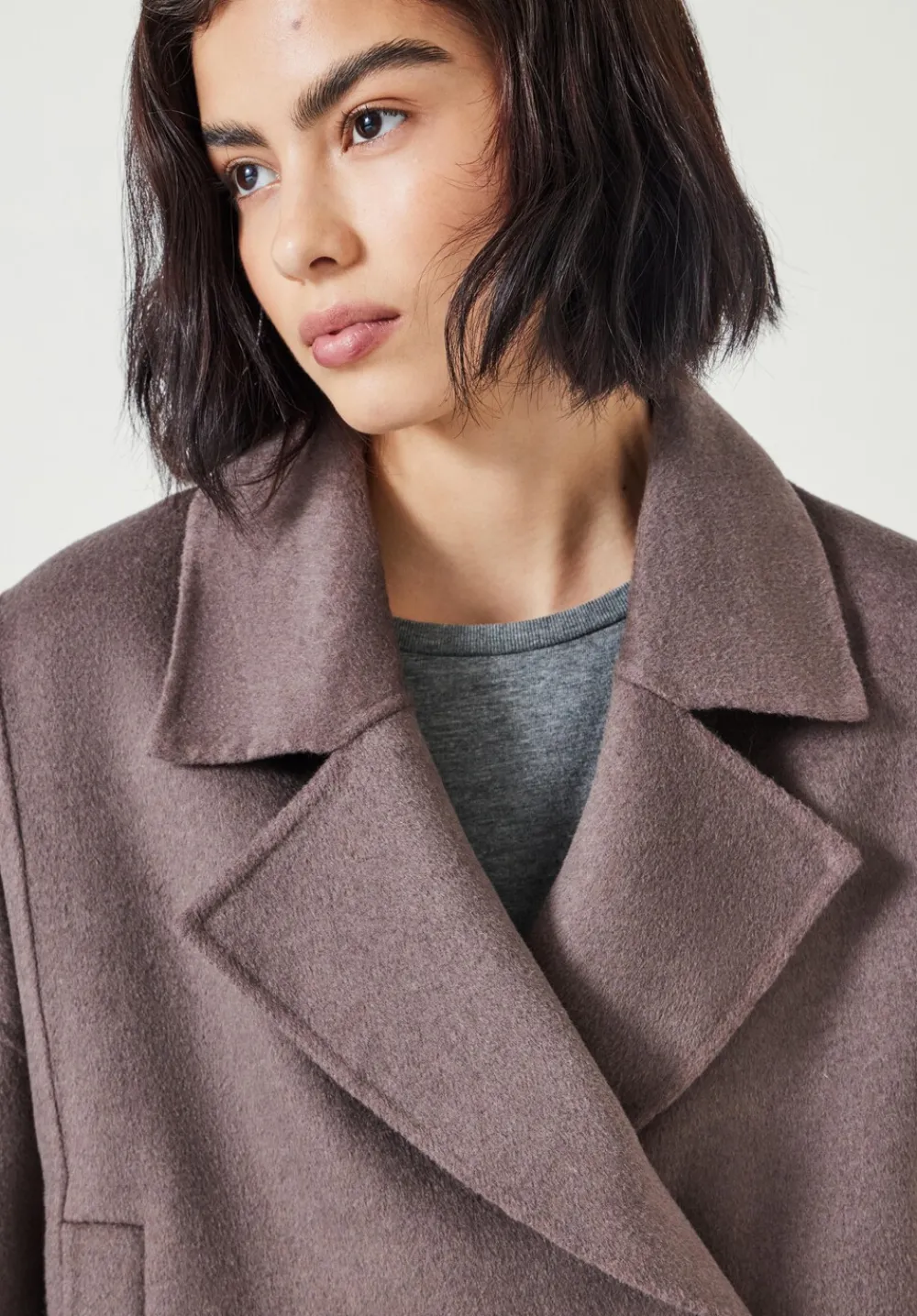 hush Jackets & Coats|Verity Double Faced Wool Blend Jacket Brown