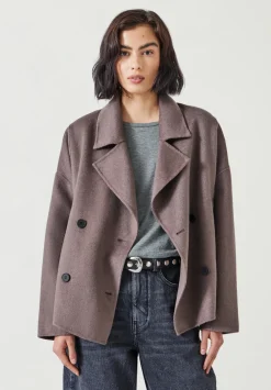 hush Jackets & Coats|Verity Double Faced Wool Blend Jacket Brown