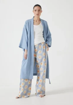 hush Pyjamas & Nightwear|Waffle Cotton Robe Dusty Blue