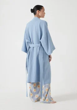 hush Pyjamas & Nightwear|Waffle Cotton Robe Dusty Blue