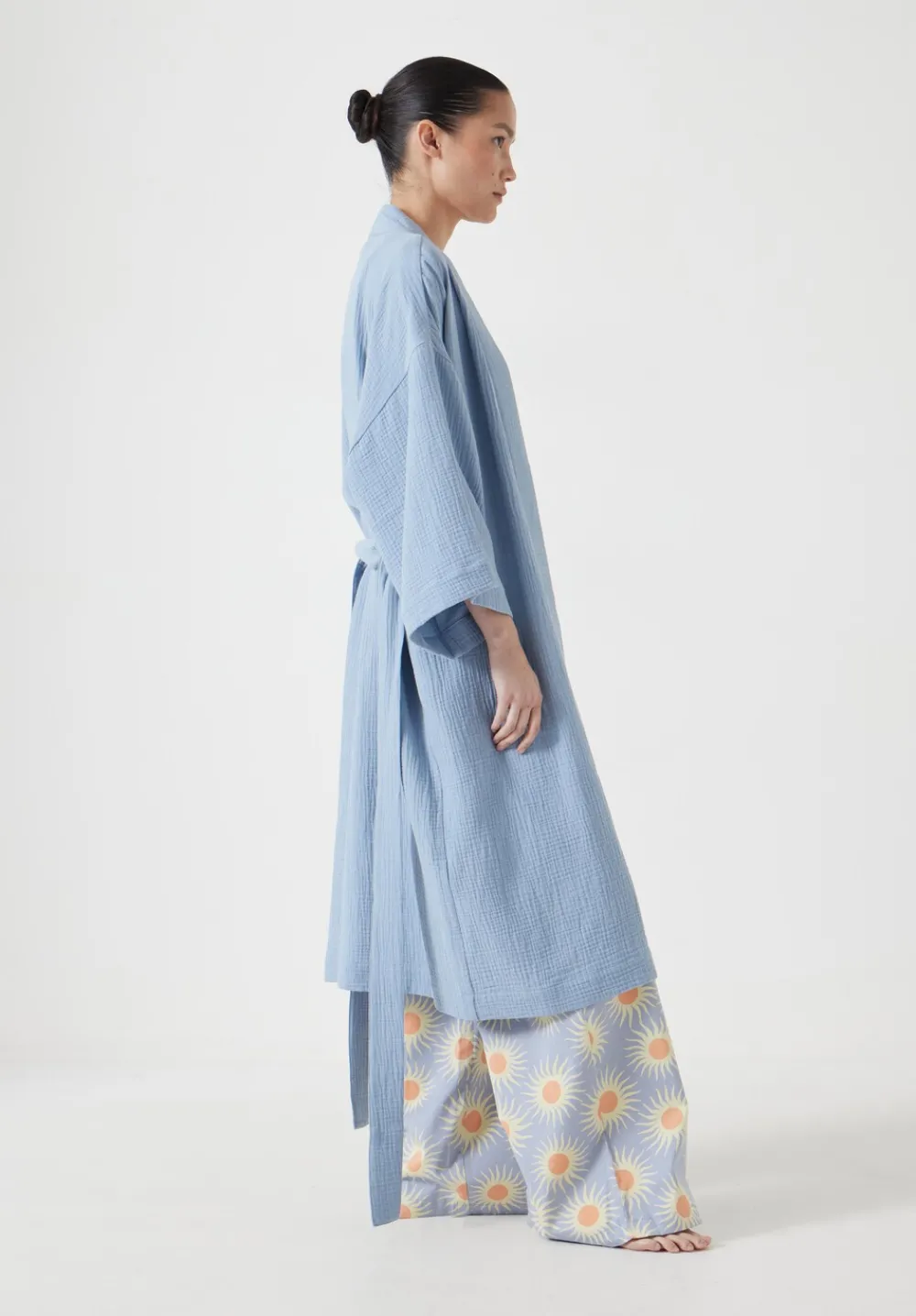 hush Pyjamas & Nightwear|Waffle Cotton Robe Dusty Blue
