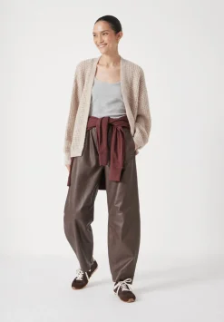 hush Jumpers & Cardigans|Waffle Stitch Wool Blend Edge to Edge Cardigan OATMEAL MARL