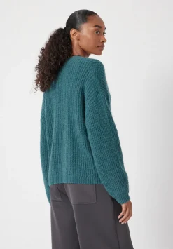 hush Jumpers & Cardigans|Waffle Stitch Wool Blend Edge to Edge Cardigan Teal Blue