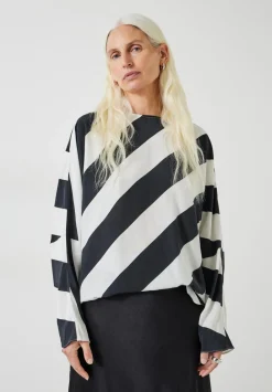 hush Tops & T-Shirts|Whitney Diagonal Oversized Stripe Top Stripe Navy