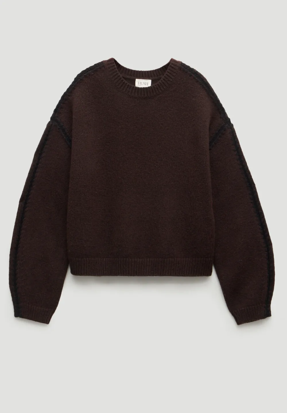 hush Jumpers & Cardigans|Whitney Whipstitch Knitted Jumper Dark Brown