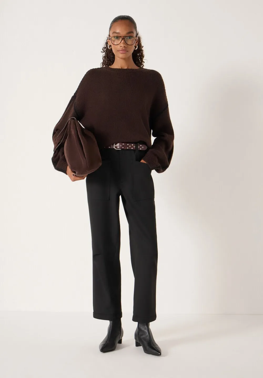 hush Jumpers & Cardigans|Whitney Whipstitch Knitted Jumper Dark Brown
