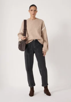 hush Jumpers & Cardigans|Whitney Whipstitch Knitted Jumper Stone White