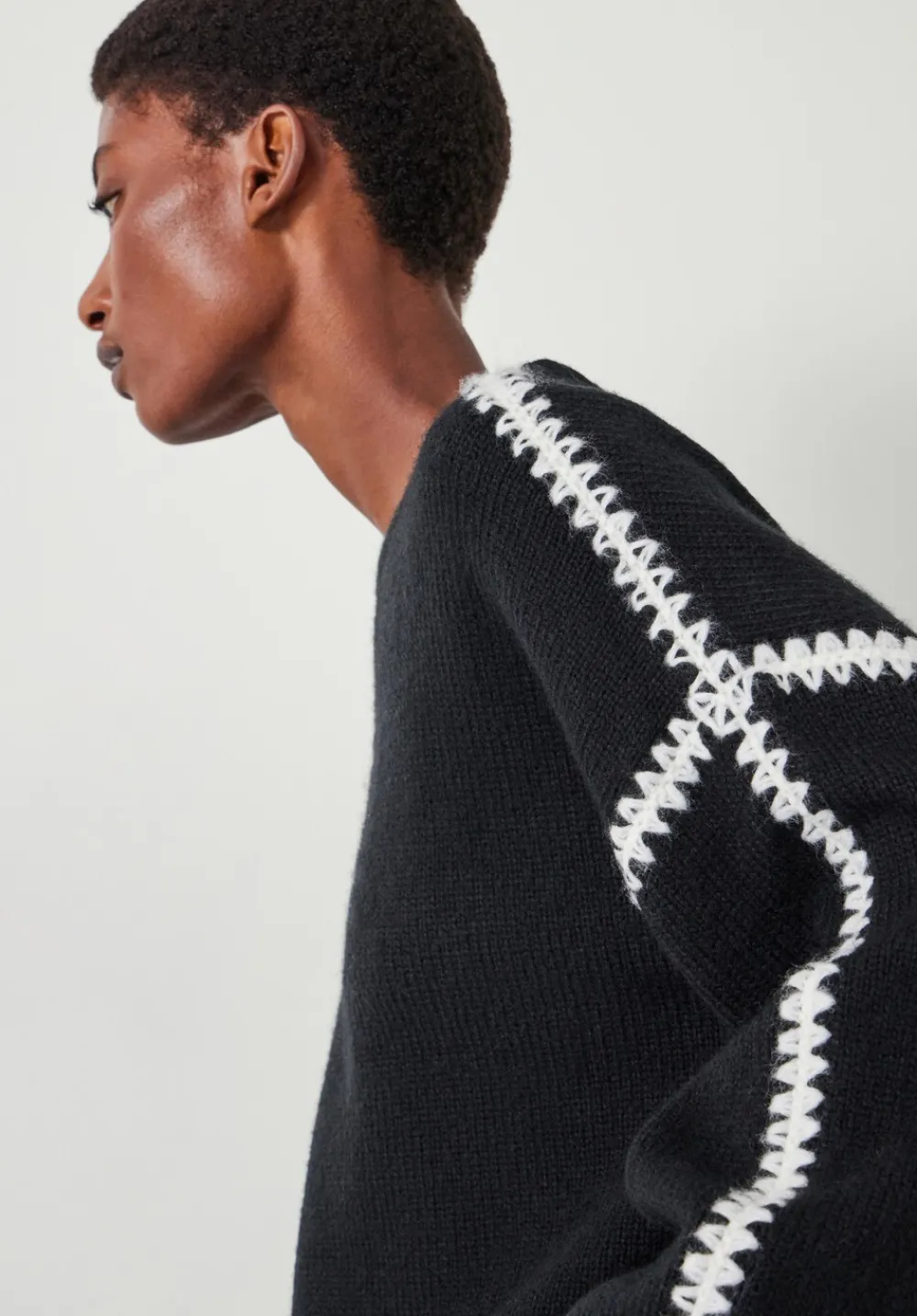 hush Jumpers & Cardigans|Whitney Wool Blend Stitch Detail Jumper Black