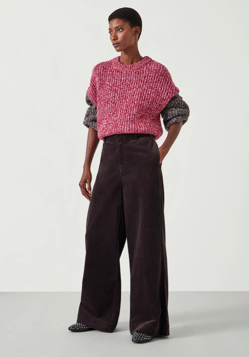 hush Trousers|Wide Leg Cord Trousers Chocolate brown
