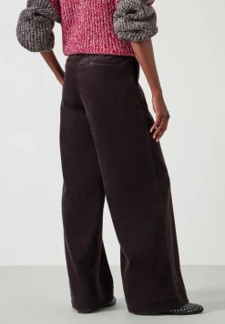 hush Trousers|Wide Leg Cord Trousers Chocolate brown