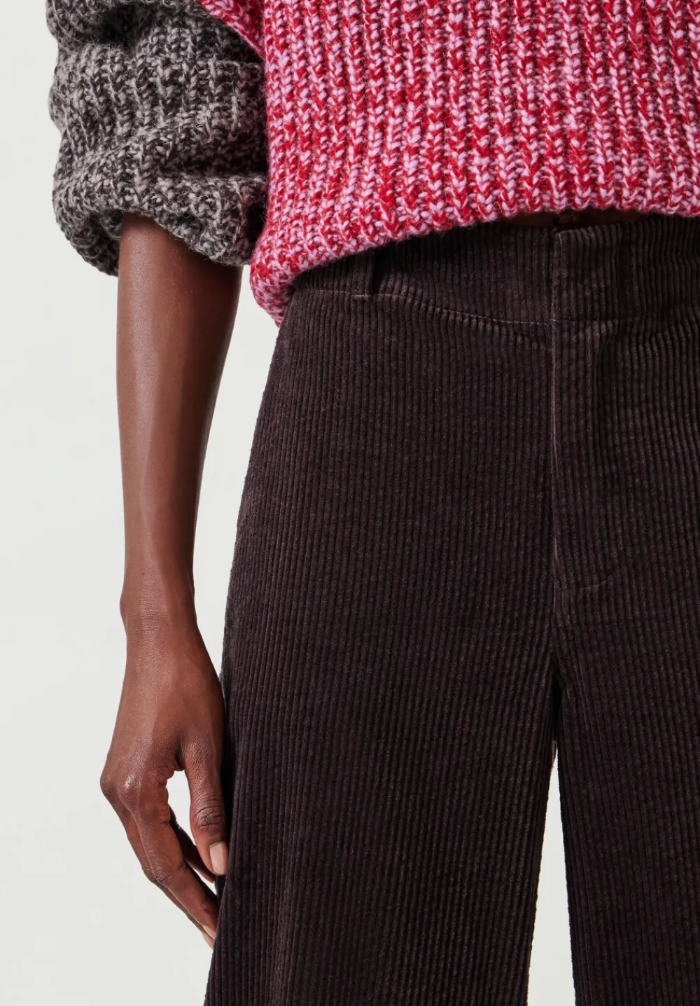 hush Trousers|Wide Leg Cord Trousers Chocolate brown