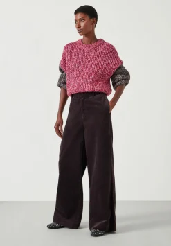 hush Trousers|Wide Leg Cord Trousers Chocolate brown