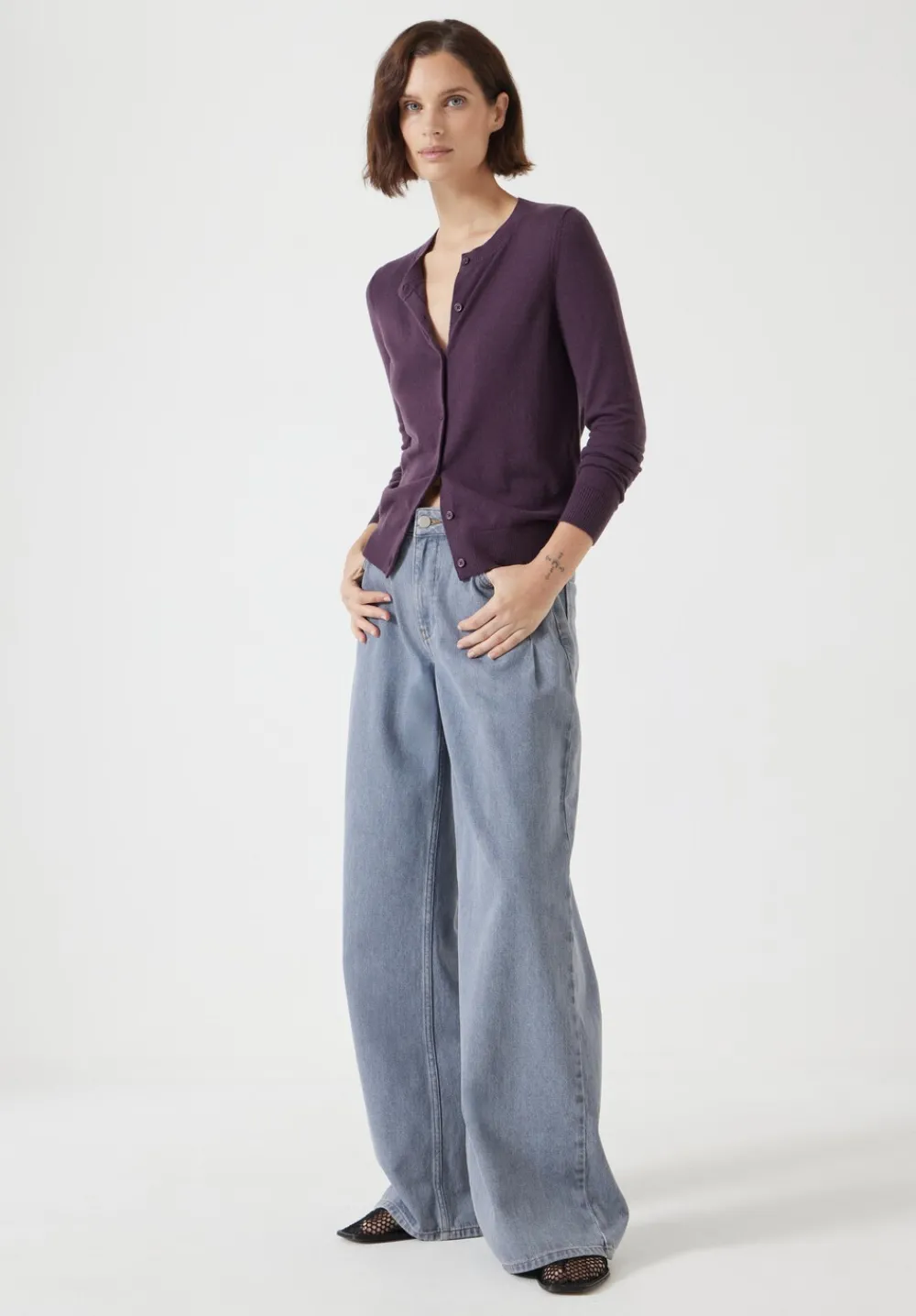 hush Jumpers & Cardigans|Wool Blend Slim Knitted Cardigan Plum
