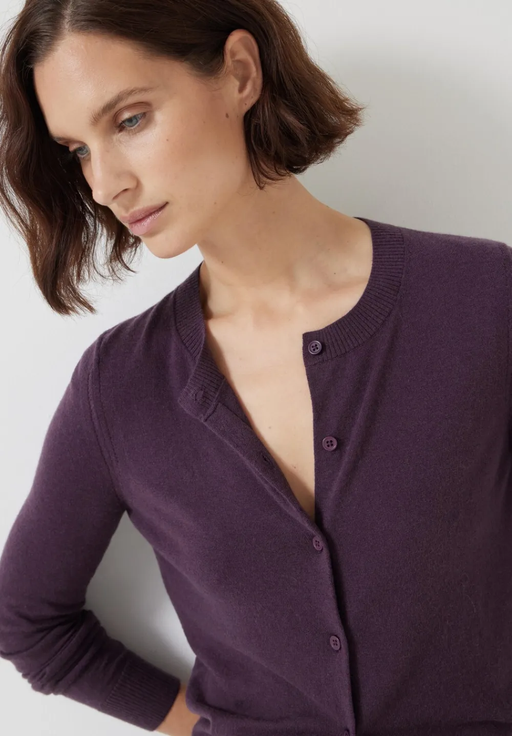 hush Jumpers & Cardigans|Wool Blend Slim Knitted Cardigan Plum