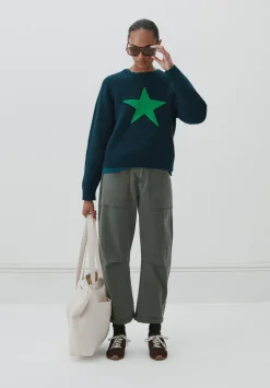 hush Jumpers & Cardigans|Wool Blend Star Jacquard Jumper Navy Blue