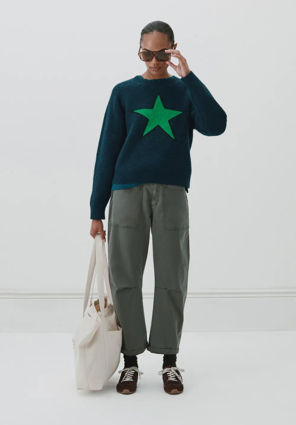 hush Jumpers & Cardigans|Wool Blend Star Jacquard Jumper Navy Blue