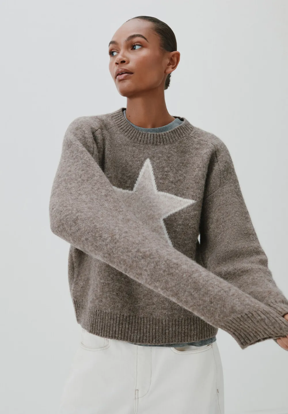 hush Jumpers & Cardigans|Wool Blend Star Jacquard Jumper Antler Brown