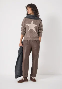 hush Jumpers & Cardigans|Wool Blend Star Jacquard Jumper Antler Brown