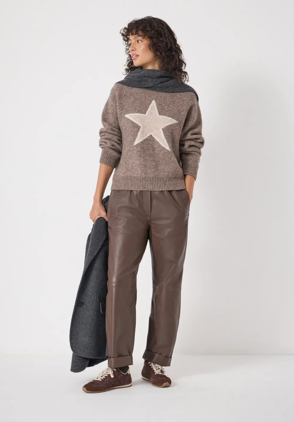 hush Jumpers & Cardigans|Wool Blend Star Jacquard Jumper Antler Brown