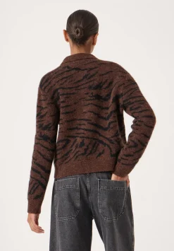 hush Jumpers & Cardigans|Wool Blend Tiger Jacquard Shirt Jacket Dark Brown