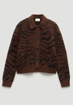 hush Jumpers & Cardigans|Wool Blend Tiger Jacquard Shirt Jacket Dark Brown