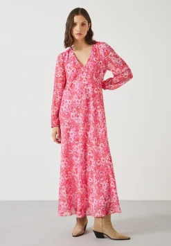 hush Dresses|Wray Volume Maxi Dress Painted Floral Pink