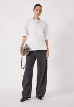 hush Tops & T-Shirts|Zip Back Cotton T-Shirt White