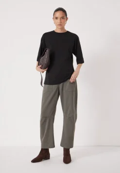 hush Tops & T-Shirts|Zip Back Cotton T-Shirt Black