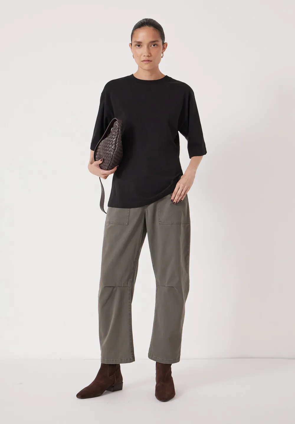 hush Tops & T-Shirts|Zip Back Cotton T-Shirt Black
