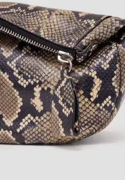 hush Bags|Zippy Crescent Leather Crossbody Bag Natural snake
