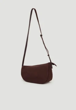 hush Bags|Zippy Crescent Leather Crossbody Bag Dark Brown