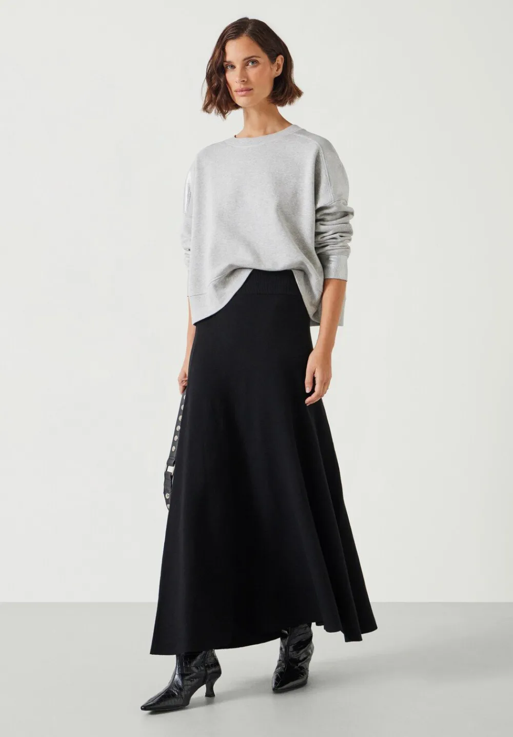 hush Skirts|Zola Volume Knitted Midi Skirt Black